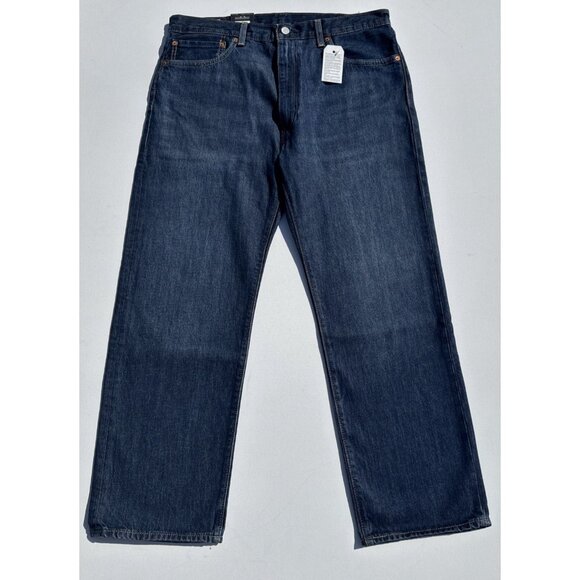 Levi's Men's 36x30 Premium 555 Relaxed Straight Dark Wash Up The Score